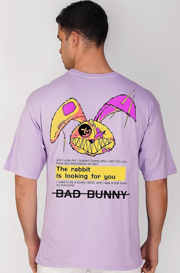 Buy crazymonk Bad Bunny Mens Oversized fit Half Sleeve Graphic